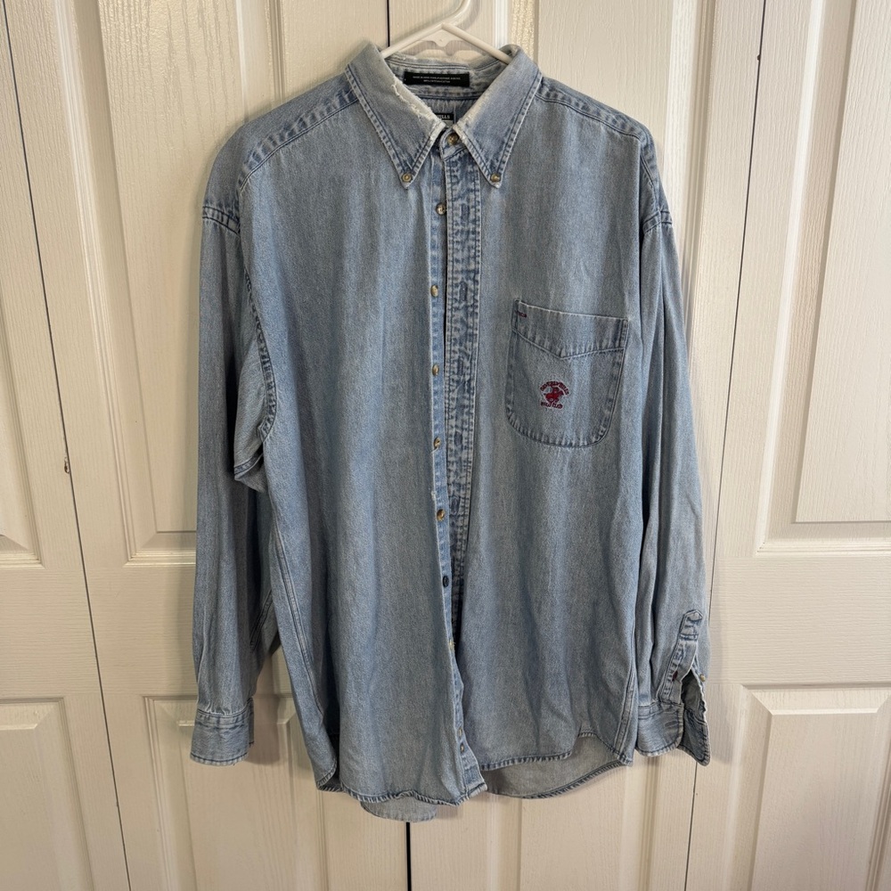 Beverly Hills Polo Club denim vintage button up size large